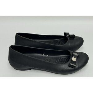 Crocs Gianna Bow Ballet Flats Women’s Size 7 Black Shoes Slip On Casual Comfort
